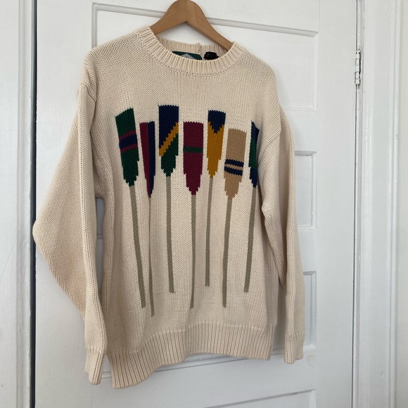 Vintage cotton collegiate preppy sweater with paddles - Picture 5 of 10